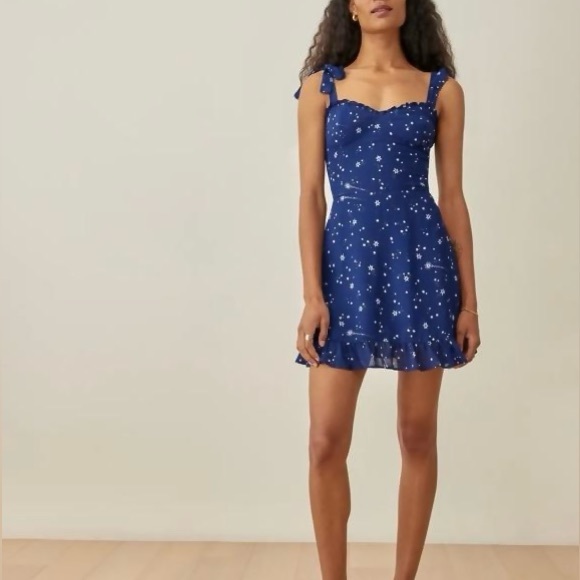 Reformation Christine Dress Starry Night blue size 12 - Picture 1 of 10